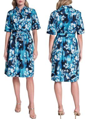 NWT New $119 DKNY Cotton Blue Shirt Dress Size 16